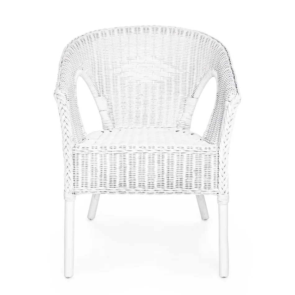 Fauteuil de jardin design empilable en rotin blanc, bleu ou vert - Favolizia Viadurini