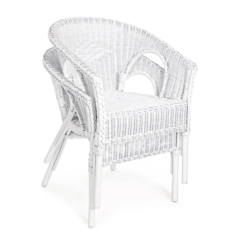 Fauteuil de jardin design empilable en rotin blanc, bleu ou vert - Favolizia Viadurini