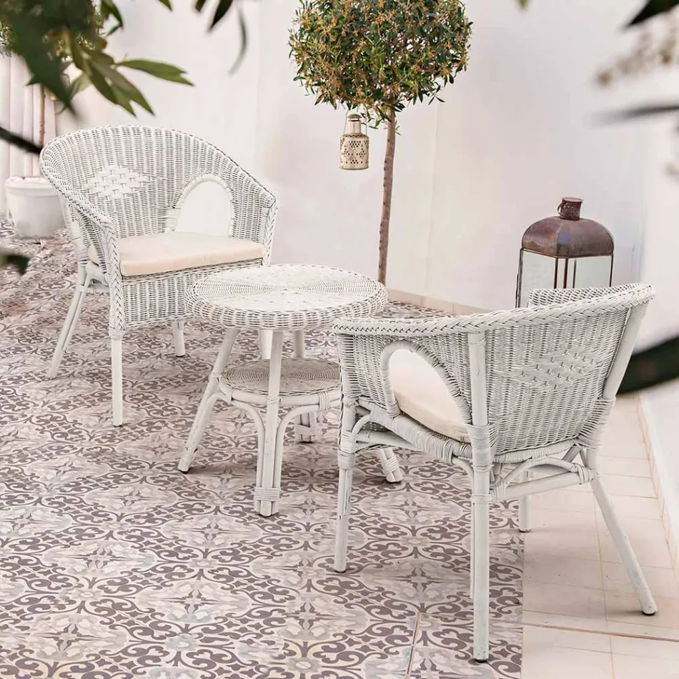 Fauteuil de jardin design empilable en rotin blanc, bleu ou vert - Favolizia Viadurini
