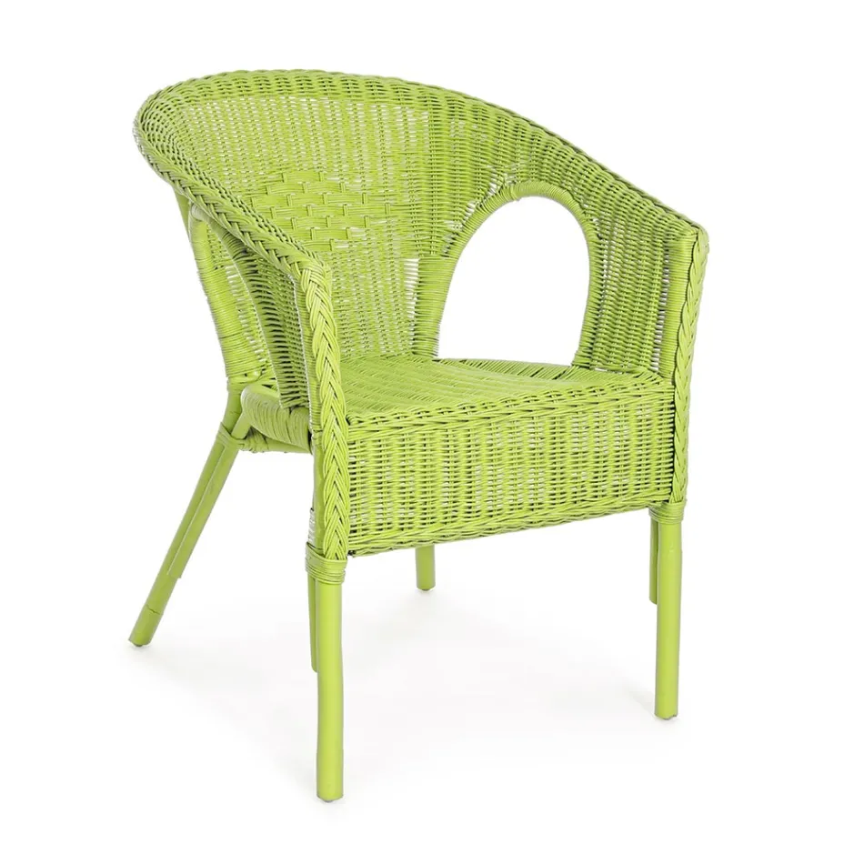 Fauteuil de jardin design empilable en rotin blanc, bleu ou vert - Favolizia Viadurini