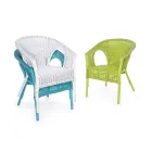 Fauteuil de jardin design empilable en rotin blanc, bleu ou vert - Favolizia Viadurini