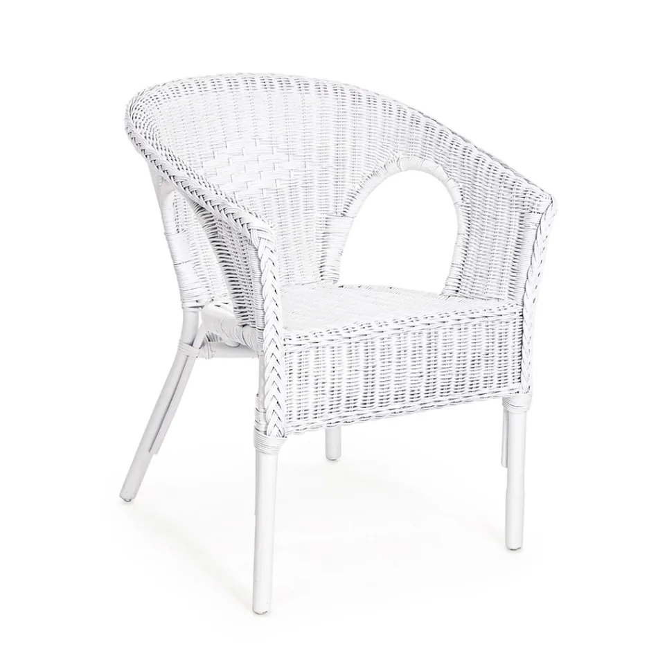 Fauteuil de jardin design empilable en rotin blanc, bleu ou vert - Favolizia Viadurini