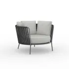 Fauteuil de jardin en acier inoxydable et dossier en corde - Luxura Viadurini