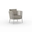 Fauteuil de jardin en acier inoxydable et dossier en corde - Luxura Viadurini
