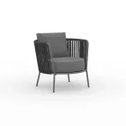 Fauteuil de jardin en acier inoxydable et dossier en corde - Luxura Viadurini