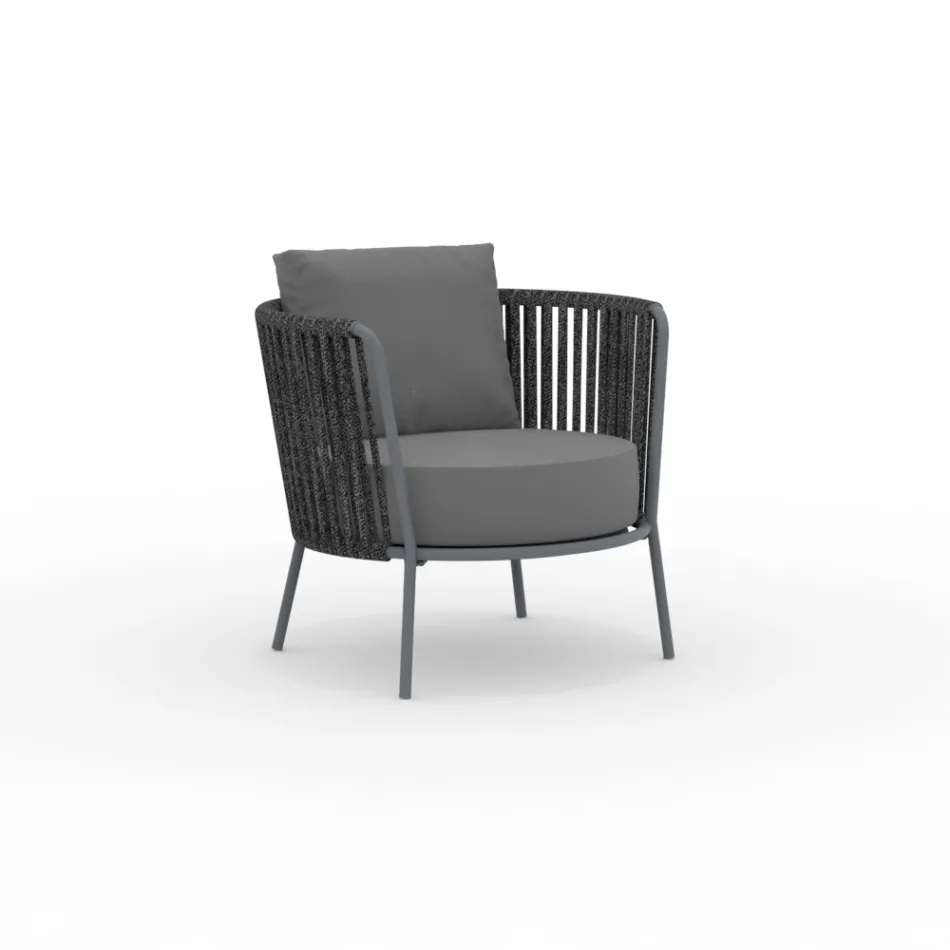 Fauteuil de jardin en acier inoxydable et dossier en corde - Luxura Viadurini