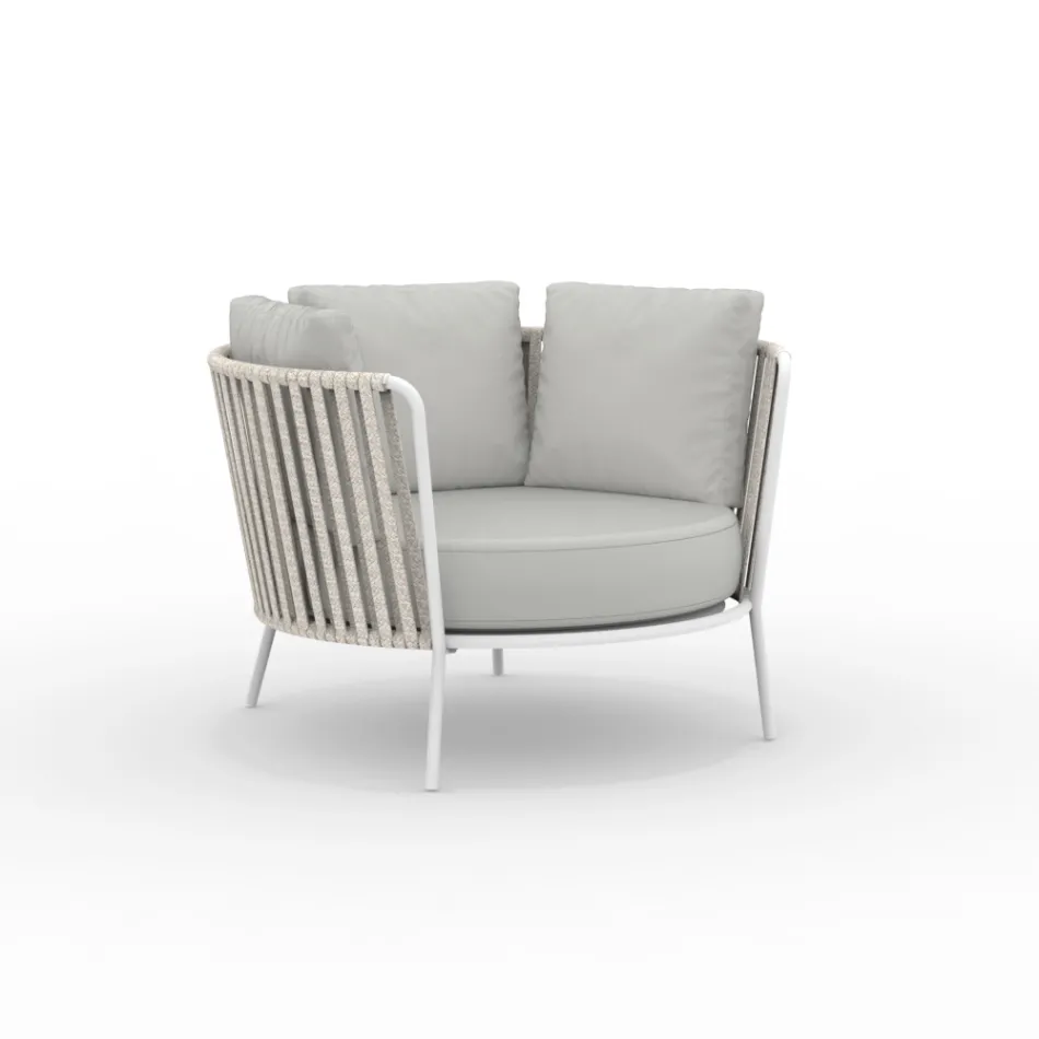 Fauteuil de jardin en acier inoxydable et dossier en corde - Luxura Viadurini