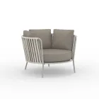 Fauteuil de jardin en acier inoxydable et dossier en corde - Luxura Viadurini