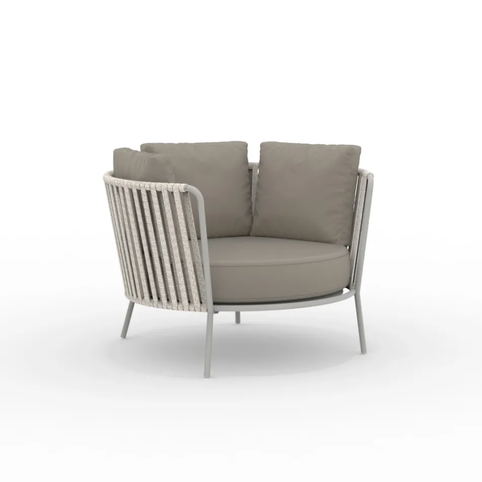 Fauteuil de jardin en acier inoxydable et dossier en corde - Luxura Viadurini
