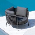 Fauteuil de jardin en acier inoxydable et dossier en corde - Luxura