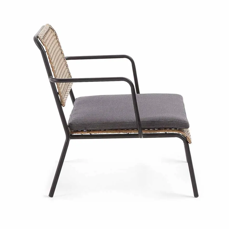 Fauteuil de jardin en acier galvanisé noir et polypropylène, Milva Viadurini
