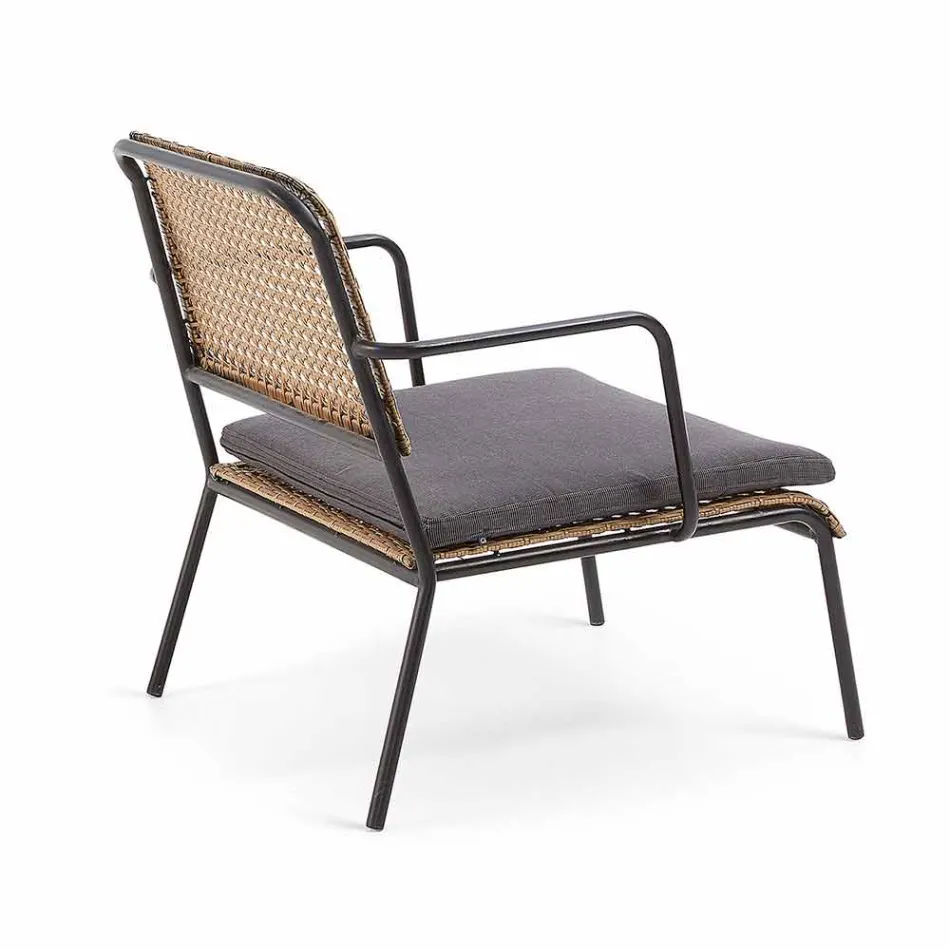Fauteuil de jardin en acier galvanisé noir et polypropylène, Milva Viadurini