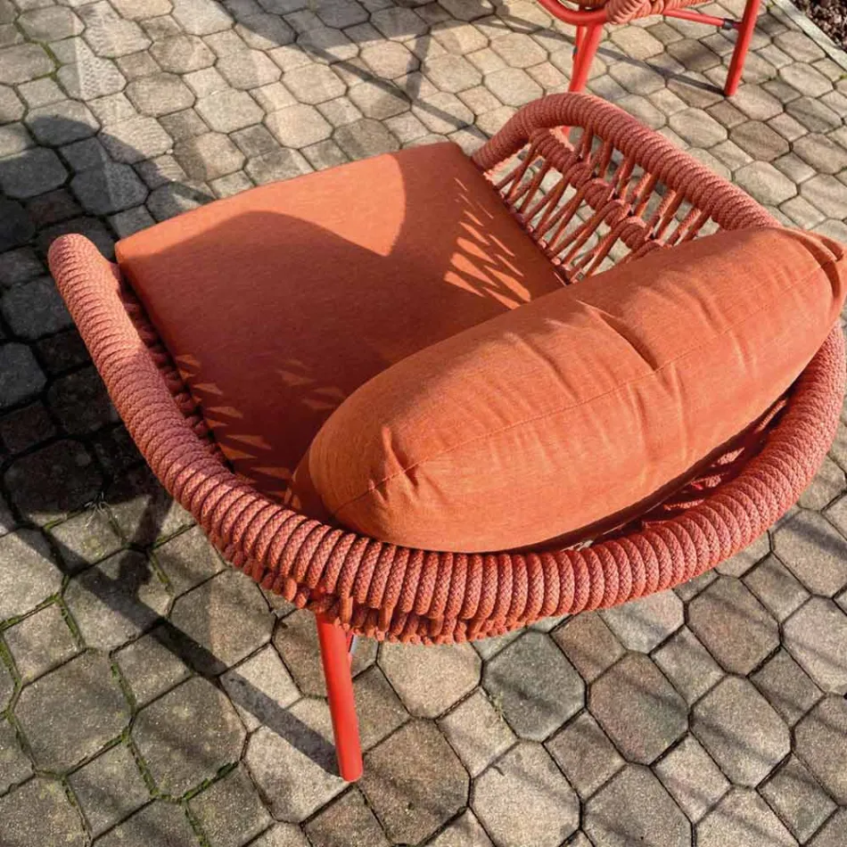 Chaise de jardin en aluminium, corde et tissu Marsala ou blanc - Brise Viadurini