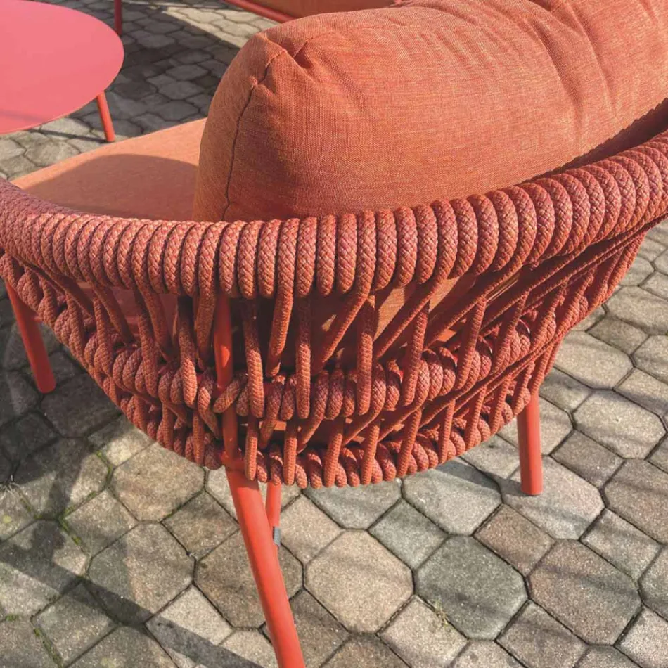 Chaise de jardin en aluminium, corde et tissu Marsala ou blanc - Brise Viadurini