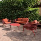 Chaise de jardin en aluminium, corde et tissu Marsala ou blanc - Brise Viadurini