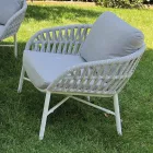 Chaise de jardin en aluminium, corde et tissu Marsala ou blanc - Brise Viadurini
