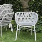Chaise de jardin en aluminium, corde et tissu Marsala ou blanc - Brise Viadurini