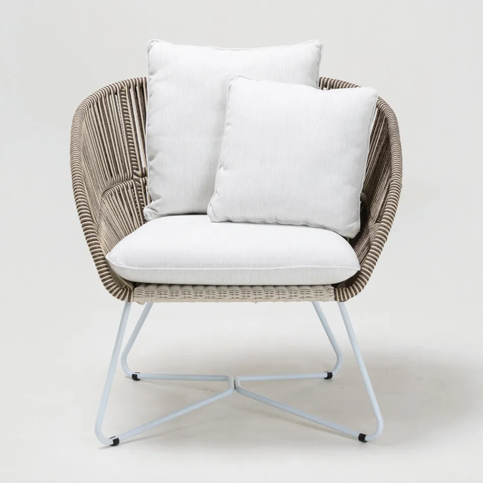 Fauteuil de jardin en aluminium et tissage de corde - Alcor Viadurini