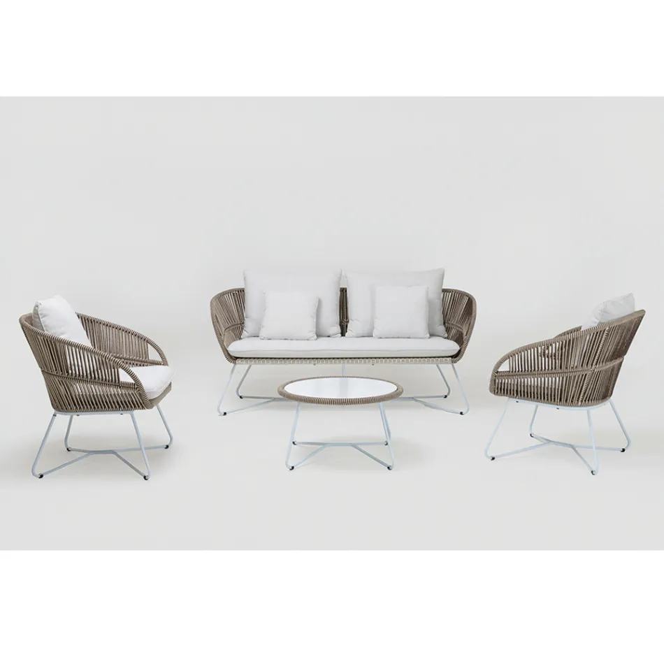 Fauteuil de jardin en aluminium et tissage de corde - Alcor Viadurini