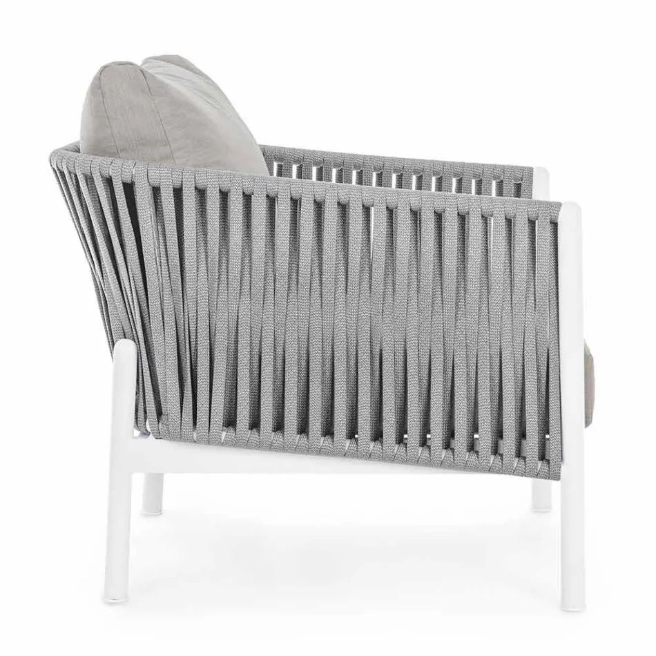 Fauteuil de jardin en aluminium, fibre synthétique et tissu Homemotion - Rubio Viadurini