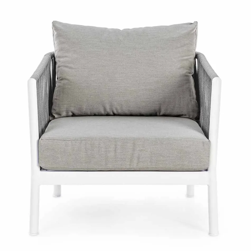 Fauteuil de jardin en aluminium, fibre synthétique et tissu Homemotion - Rubio Viadurini