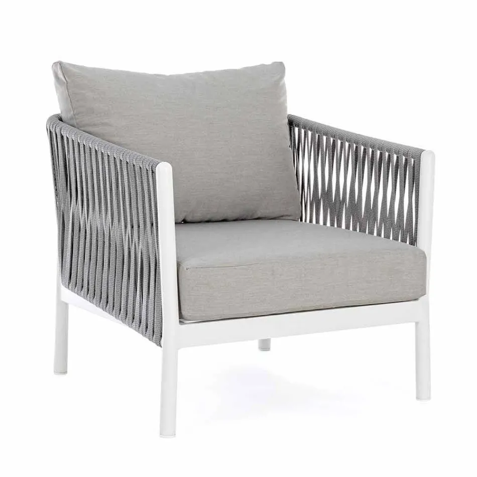 Fauteuil de jardin en aluminium, fibre synthétique et tissu Homemotion - Rubio Viadurini