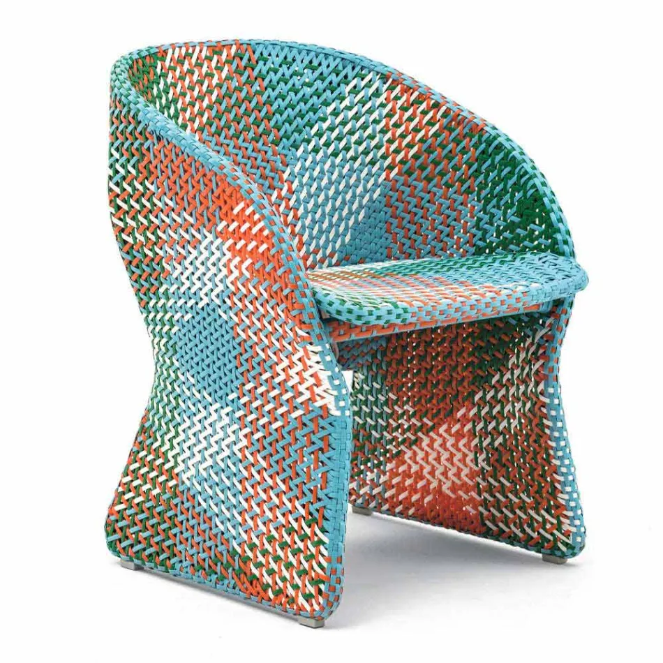 Fauteuil de jardin en fibre synthétique tressée colorée - Maat by Varaschin Viadurini