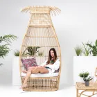 Fauteuil de jardin en polyrotin tressé avec coussin blanc cassé - Anteia Viadurini