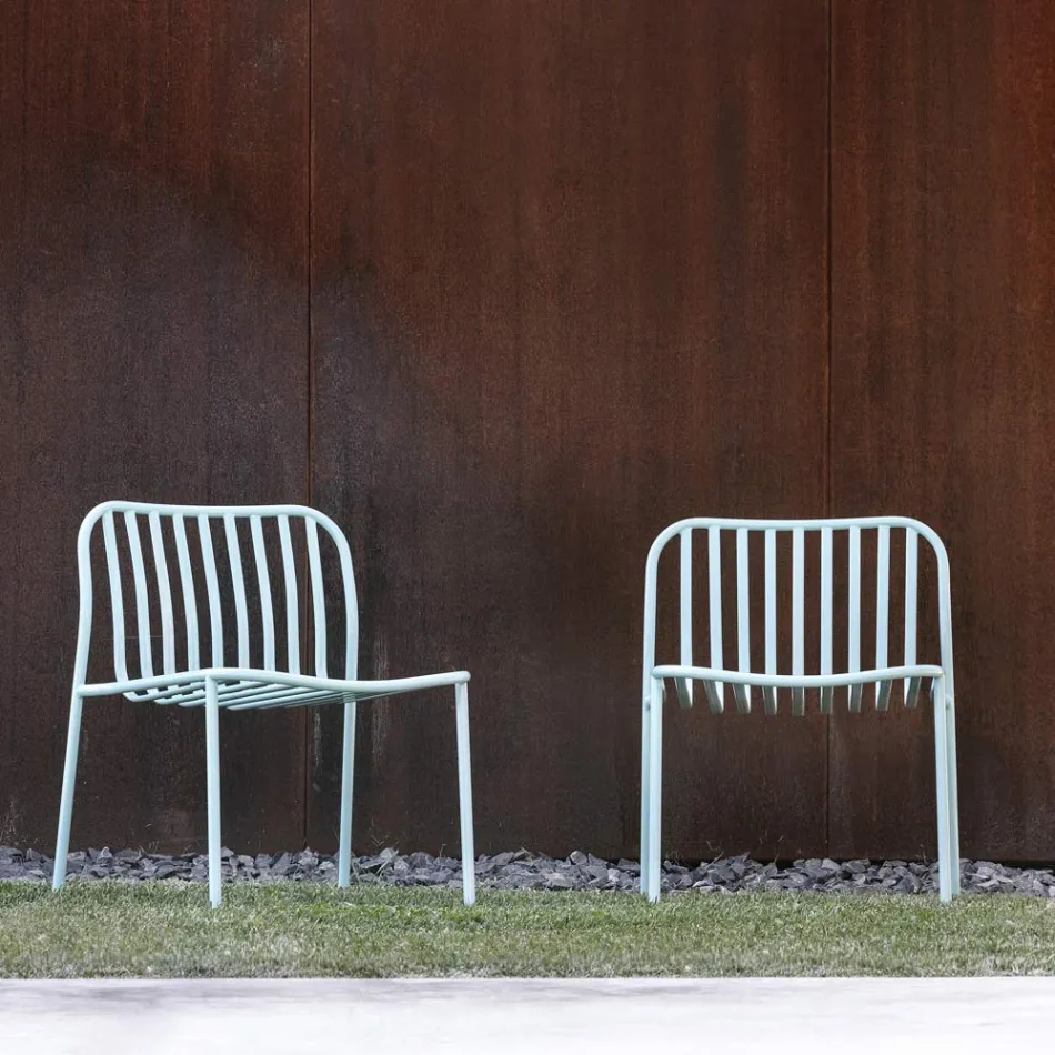 Fauteuil de jardin empilable en métal fabriqué en Italie 2 pièces - Simply Viadurini