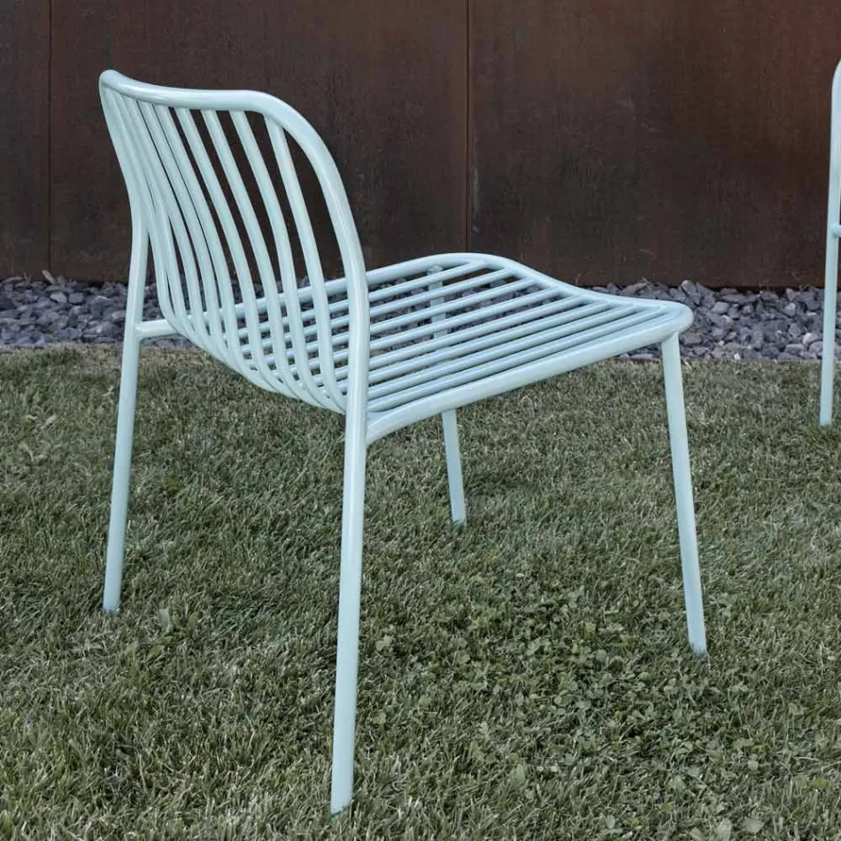 Fauteuil de jardin empilable en métal fabriqué en Italie 2 pièces - Simply Viadurini