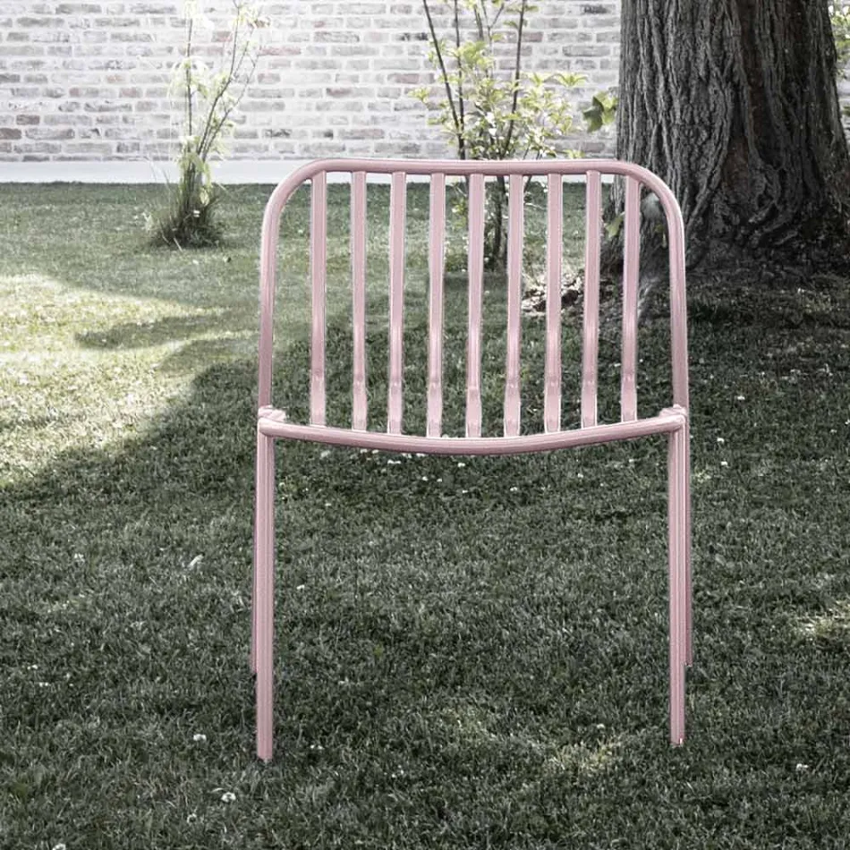 Fauteuil de jardin empilable en métal fabriqué en Italie 2 pièces - Simply Viadurini