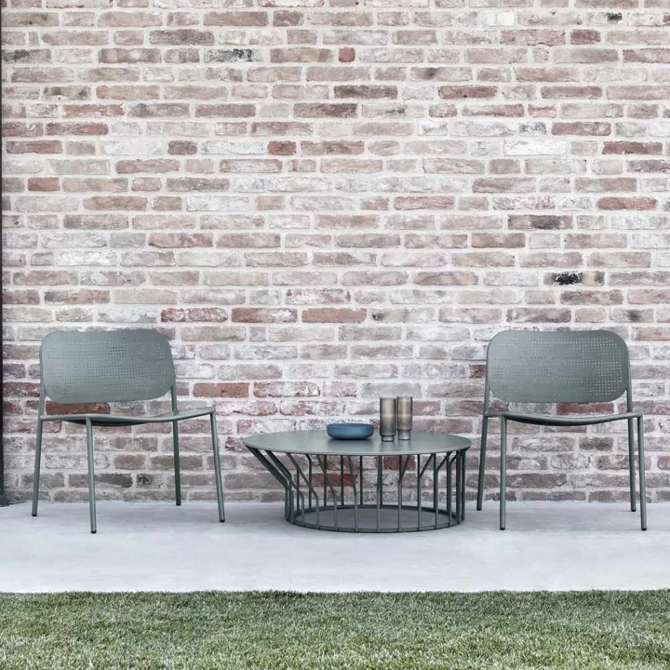 Fauteuil de jardin en métal peint Made in Italy 2 pièces - Synergy Viadurini