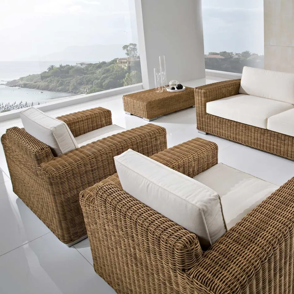 Fauteuil de jardin en polyrotin tressé à la main - Yoko Viadurini