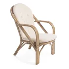 Fauteuil de jardin en rotin naturel avec coussin amovible - Maurizia Viadurini