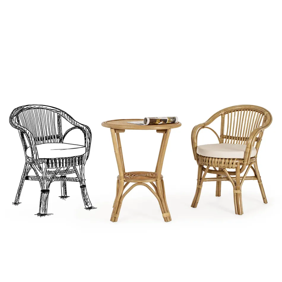 Fauteuil de jardin design en rotin naturel pour l'extérieur - Sporalizia Viadurini