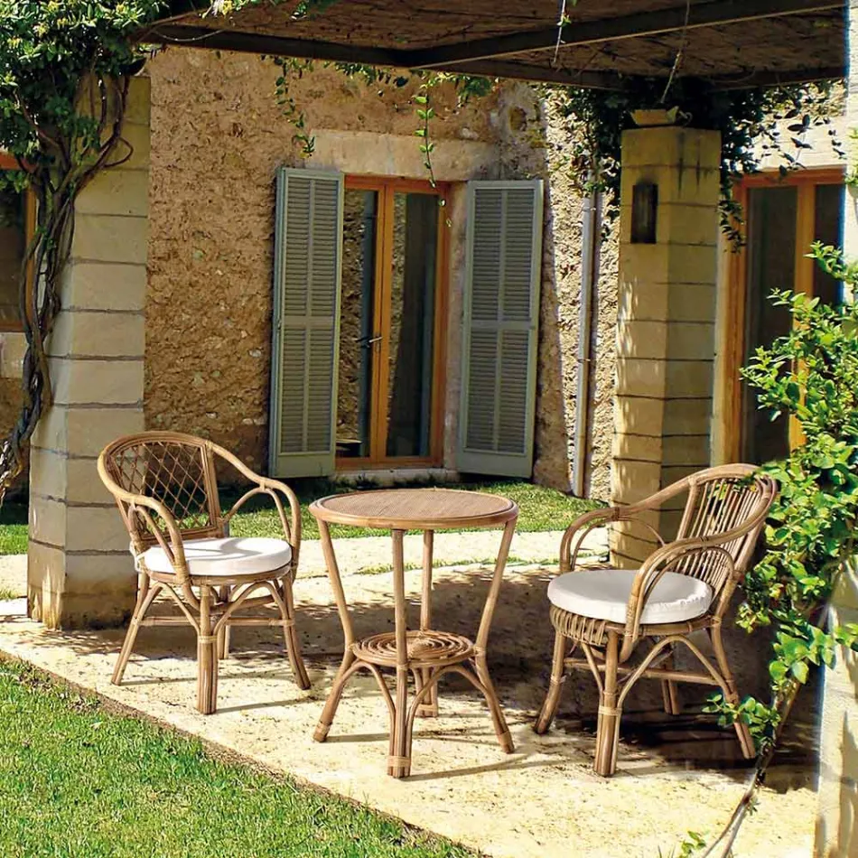 Fauteuil de jardin design en rotin naturel pour l'extérieur - Sporalizia Viadurini