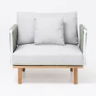 Fauteuil de jardin en teck, tissage de corde et coussins - Bellatrix Viadurini