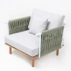 Fauteuil de jardin en teck, tissage de corde et coussins - Bellatrix Viadurini