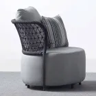 Fauteuil de jardin rembourré en caoutchouc hydrofuge avec dossier en maille - Orosei Viadurini