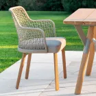 Fauteuil de jardin moderne Varaschin Emma en bois d'iroko massif Viadurini