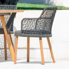 Fauteuil de jardin moderne Varaschin Emma en bois d'iroko massif Viadurini