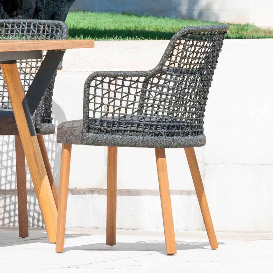 Fauteuil de jardin moderne Varaschin Emma en bois d'iroko massif Viadurini