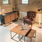 Fauteuil d'intérieur entièrement réalisé en cuir vintage effet vieilli - Stamp Viadurini