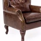 Fauteuil d'intérieur en cuir vintage effet vieilli - Stamp Viadurini
