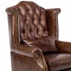Fauteuil d'intérieur en cuir vintage effet vieilli - Stamp Viadurini