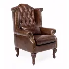 Fauteuil d'intérieur en cuir vintage effet vieilli - Stamp Viadurini