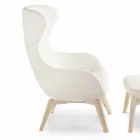Fauteuil de salon avec repose-pieds en cuir et bois Made in Italy - Butterfly Viadurini