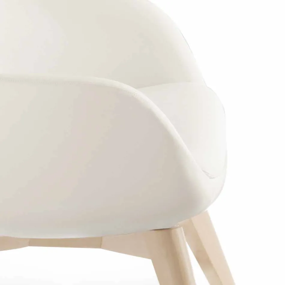 Fauteuil de salon avec repose-pieds en cuir et bois Made in Italy - Butterfly Viadurini