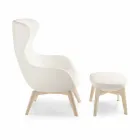 Fauteuil de salon avec repose-pieds en cuir et bois Made in Italy - Butterfly Viadurini