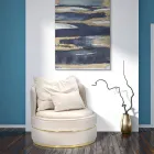 Fauteuil de salon capitonné et capitonné en tissu avec décorations - Patch Viadurini